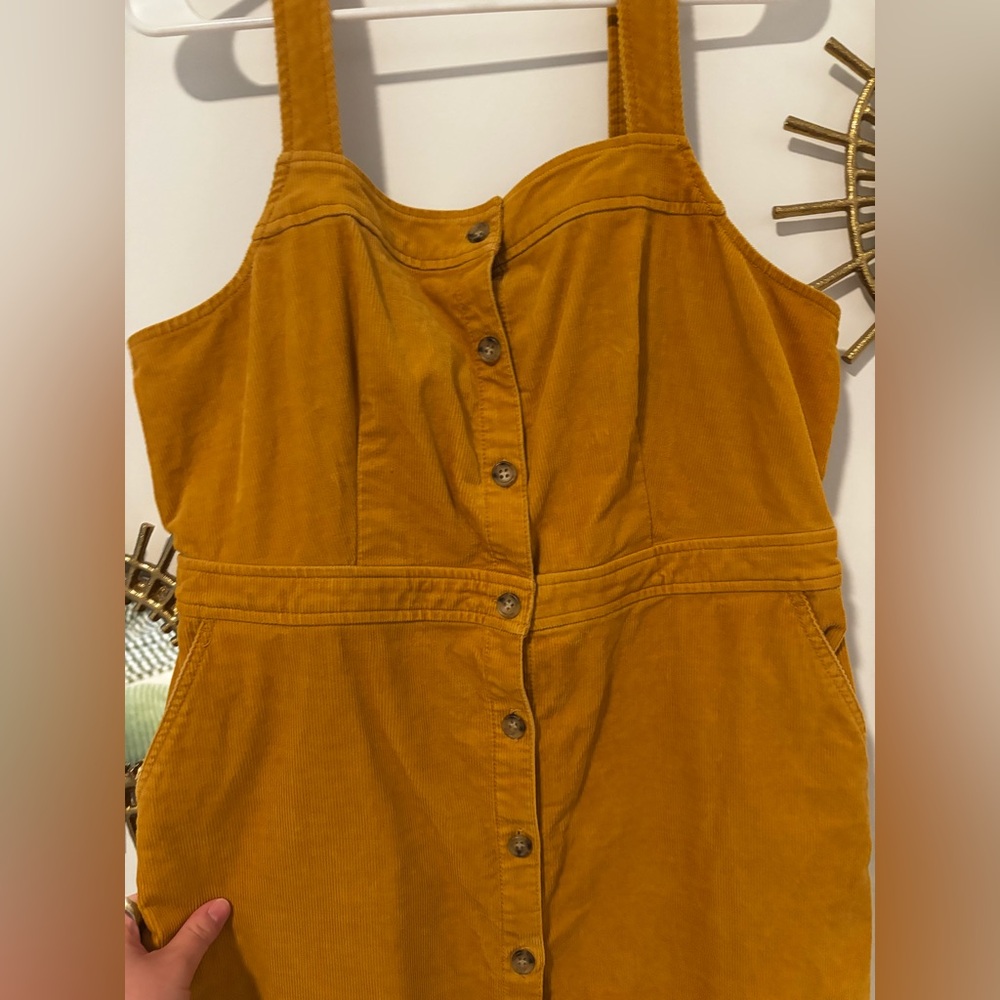 J Crew Mustard Yellow Corduroy Button-Down Dress